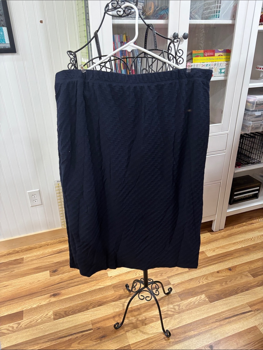 Navy Textured Skirt